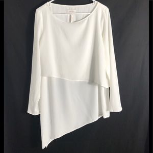 Laundry by Shelli Segal WarmWhite Asymmetrical Top